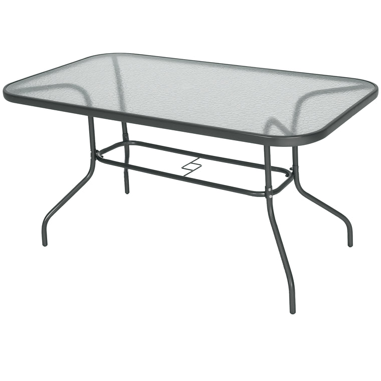 55" Metal Garden Dining Table with Glass Top