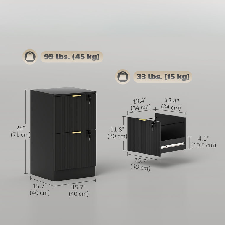 2-Drawer Lockable Filing Cabinet