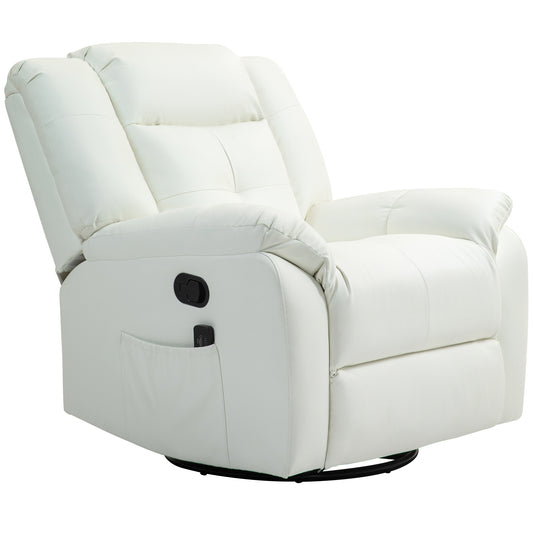 Vibration Massage Recliner with Swivel Rocking - Cream White