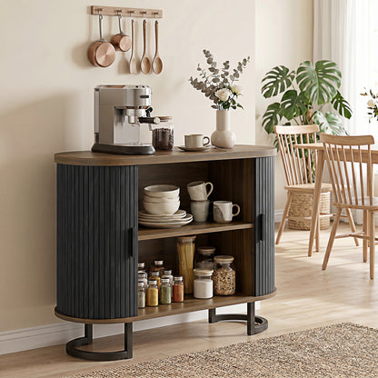 Sideboard Buffet Cabinet with Curved Tambour Doors