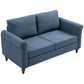 Vintage Loveseat, Upholstered Love Seat Furniture, Fabric 2 Seater Sofa with Rolled Arms, Rubber Wood Legs, Dark Blue