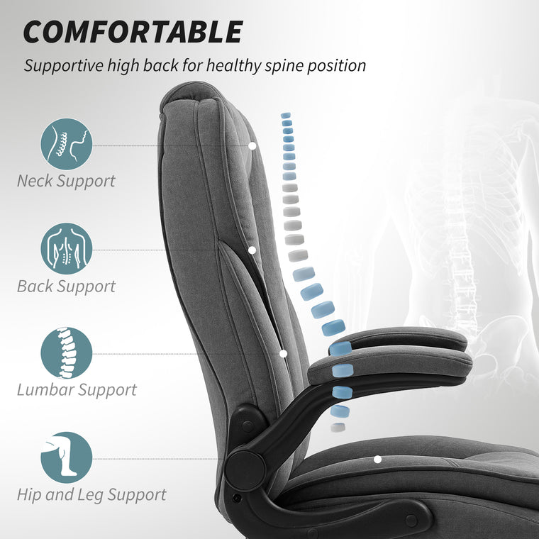 Executive Office Chair with Flip-Up Armrests - Dark Grey