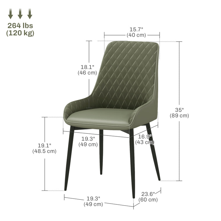 Tufted Dining Chairs Set of 2 with Steel Legs