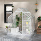 Walk-In Greenhouse, Polycarbonate Greenhouse with Sliding Door, Window, Aluminium Frame, Foundation, Silver
