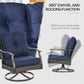 4 Pcs Wicker Sofa Set with 2 Swivel Chairs Patio Furniture Set w/ Two Tier Tea Table & Cushions, Navy Blue