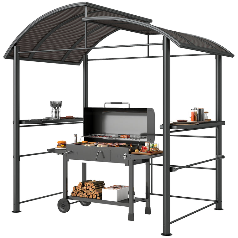 8' x 5' Dark Grey Grill Gazebo with Vented PC Roof