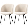 Sherpa Dining Chairs Set of 2 with Steel Legs - Cream White
