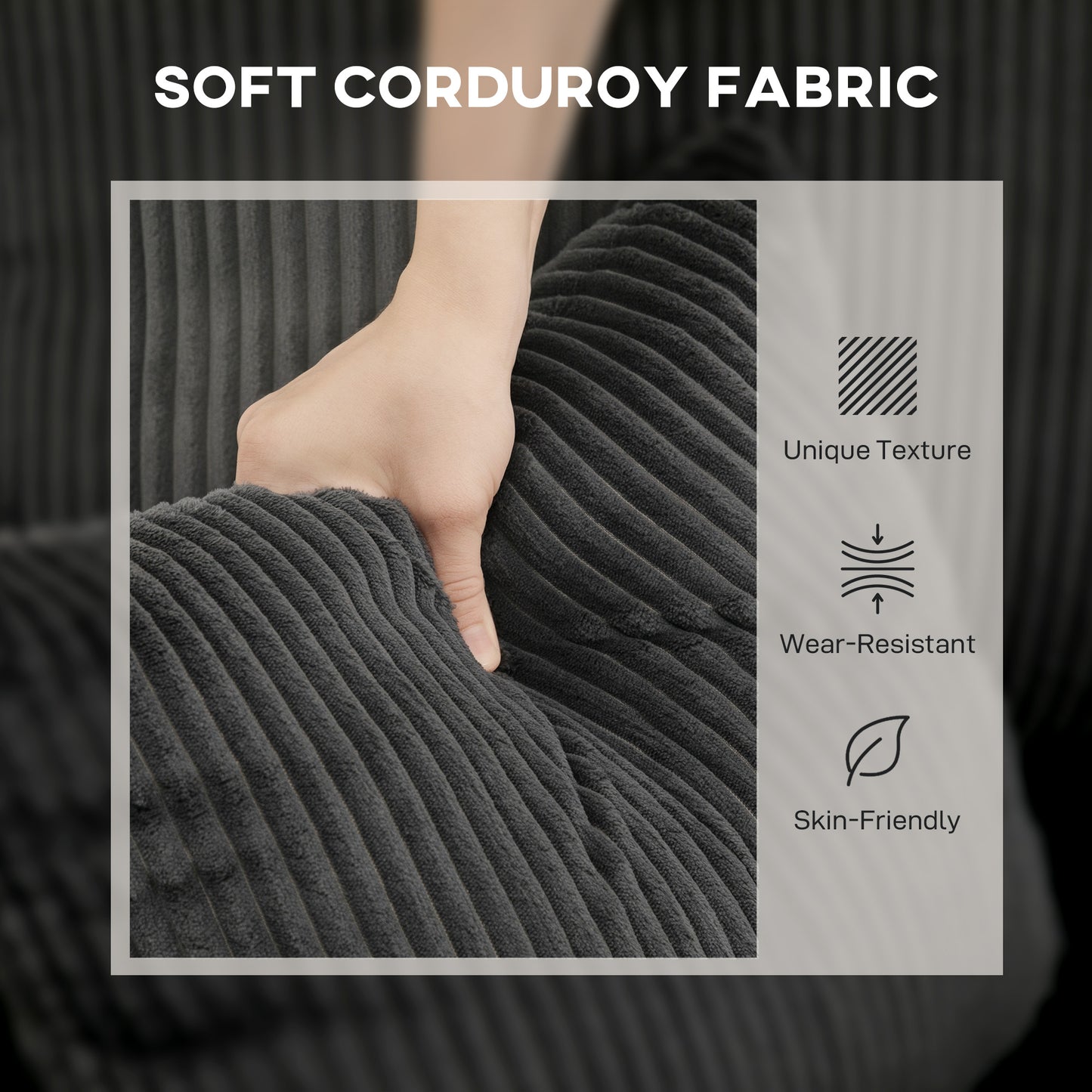 81" Pull-Out Corduroy Sofa Bed with Storage - Dark Grey