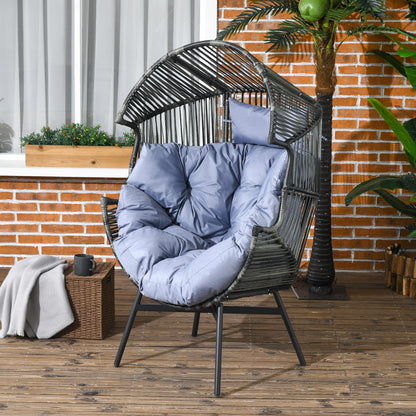 Oversized Wicker Egg Chair with Cushion and Headrest