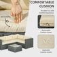 3 Pieces Rattan Wicker Outdoor Conversation Furniture Set w/ Loveseats Coffee Table Cushions for Garden, Patio, Beige