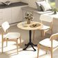 Dining Table for 2-4 People, Modern Round Kitchen Table with Pedestal Steel Base, 80cm, Natural Wood and Black
