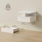 Floating Nightstand Set of 2, Wall Mounted Bedside Table with Power Outlets, Drawer and Shelf, White
