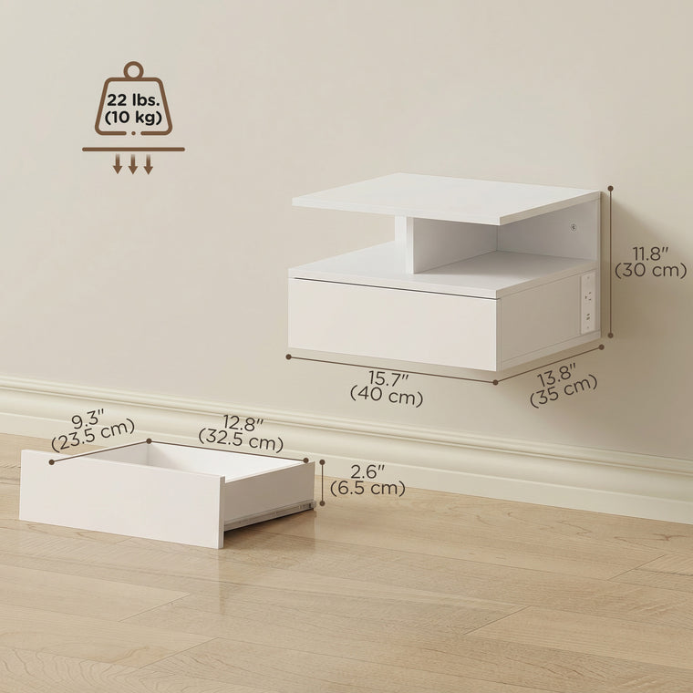 Floating Nightstand Set of 2 with Power Outlets