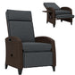 Outdoor Recliner Chair with Adjustable Backrest, Cushion, Side Tray, Dark Grey