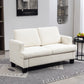54.3" Loveseat Sofa, 2 Seater Sofa with Removable Cushions, Small Couch with Wood Frame for Living Room, Cream White