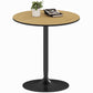 27.6" Round Kitchen Table for 2, Modern Small Dining Table with Wood Veneer, Steel Base for Dining Room, Natural