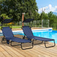 2 Piece Folding Outdoor Chaise Lounges, Pool Tanning Chairs with Reclining Back, Sunshade for Beach, Patio, Dark Grey