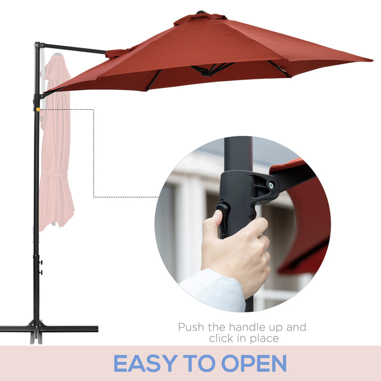 8.5FT Wine Red Offset Patio Umbrella with 360° Rotation