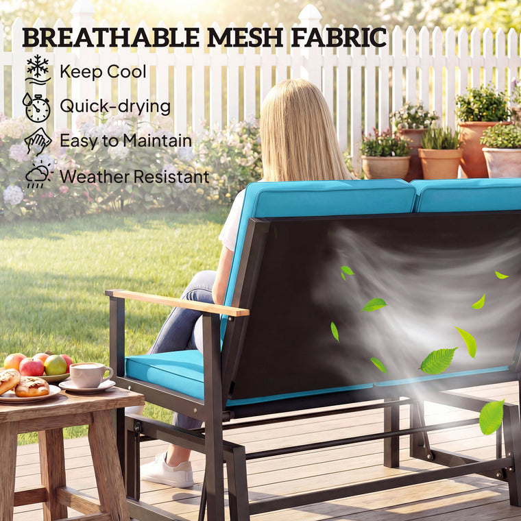 2-Person Glider Bench Loveseat with Thick Cushions