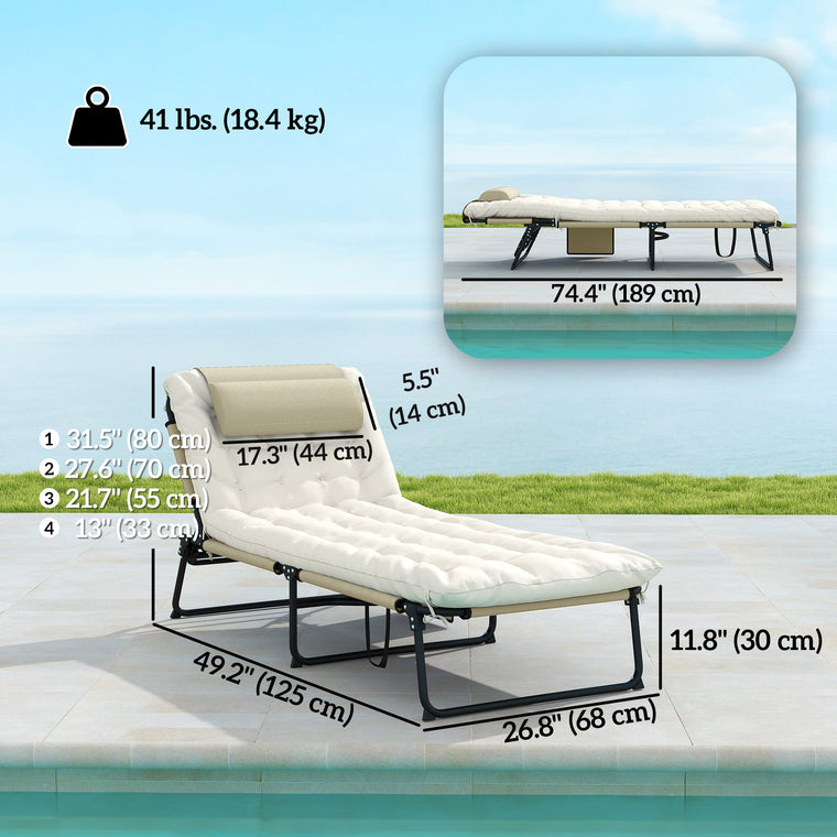 2-Piece Folding Tanning Chair with Cushion & Headrest