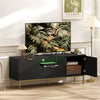 Modern TV Console for TVs up to 60 Inch, Entertainment Center with Smart RGB LED Lights and Soft Close Doors, Black