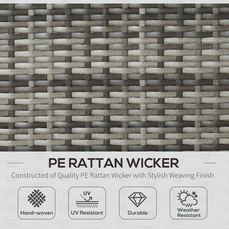 Light Grey 7-Piece Wicker Sectional Set with Tea Table