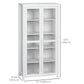 Freestanding Kitchen Pantry, Buffet Cabinet, 5-tier Storage Cabinet with Adjustable Shelves and 2 Glass Doors, White