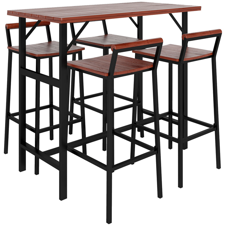 5-Piece Bar Set with 47" Table and 4 Stools