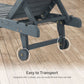Adjustable Lounge Chair, Outdoor Patio Chaise Recliner with Pull-out Tray and 2 Wheels