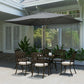 6.5x10ft Patio Umbrella, Rectangle Market Umbrella, Dark Grey