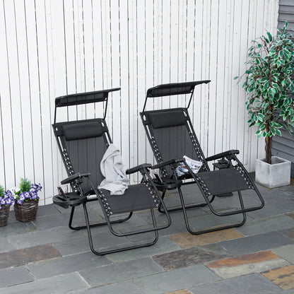 Black Zero Gravity Lounge Chair with Canopy Shade