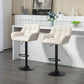 Swivel Barstools Set of 2 Adjustable Bar Stools with Footrest Armrests and PU Leather Back for Dining Room Cream White