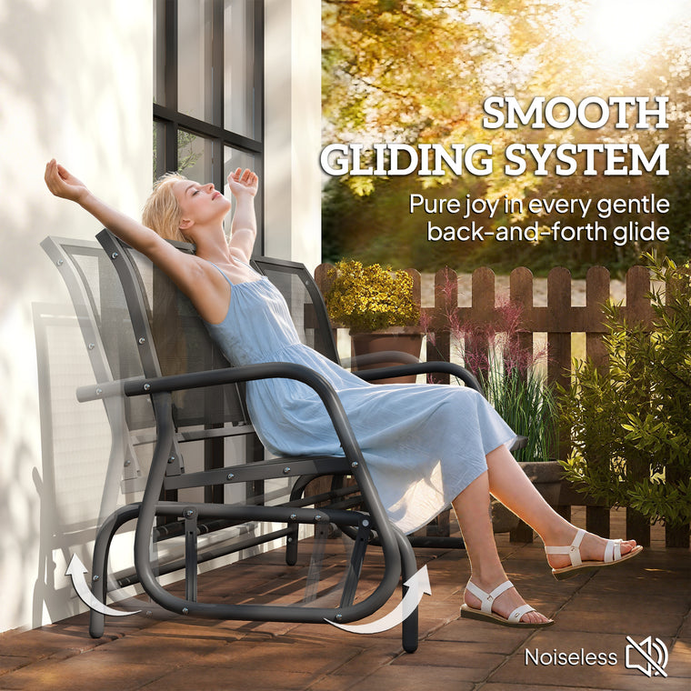 Black 3-Seat Outdoor Glider Chair with Sling Seat