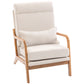 Modern Accent Chair, Linen Armchair with Lumbar Pillow, High Back, Wide Seat, Thick Cushion, Solid Wood Frame, Cream White