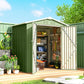 6.5' x 4' Outdoor Storage Shed, Metal Garden Shed with Lockable Double Doors, 4 Vents, Light Green