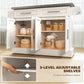 Rolling Kitchen Island with Storage and Stainless Steel Top, Kitchen Trolley with Drawers, Cabinets, Towel Rack