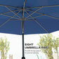 10' x 8' Round Market Umbrella, Patio Umbrella with Crank Handle and Tilt, Outdoor Parasol for Garden, Blue