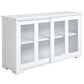 Modern Kitchen Sideboard, Stackable Storage Cabinet, Sliding Glass Door Console, Cupboard Serving Buffet for Kitchen & Dining Room, White
