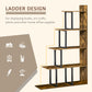 5-Tier Ladder Bookshelf, Wooden Ladder Bookshelf, Display Stand Organizer for Living Room Indoor Corner Shelf - Rustic Brown