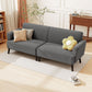 Modern Couch, 3 Seater Sofa, Corduroy Loveseat with Rubberwood Legs and Extra-Wide Seat, Grey