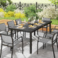 Patio Dining Table for 8, Rectangular Aluminum Outdoor Table for Garden Lawn Backyard, Black