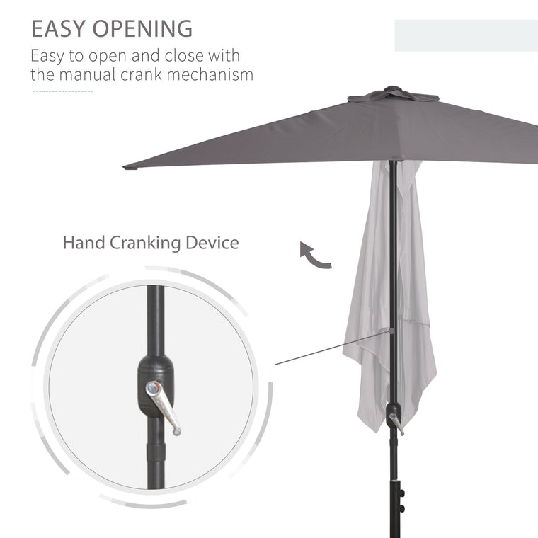 8ft Half Round Window Parasol with 5 Ribs