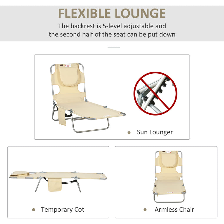Folding 5-Level Tanning Chair with Face Hole & Carry Strap