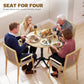 Dining Table for 2-4 People, Modern Round Kitchen Table with Pedestal Steel Base, 80cm, Natural Wood and Black