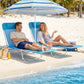 Set of 2 Folding Chaise Lounge Chairs, Outdoor Poolside Sun Tanning Chairs w/ Pillow, Reclining Backrest, Dark Blue