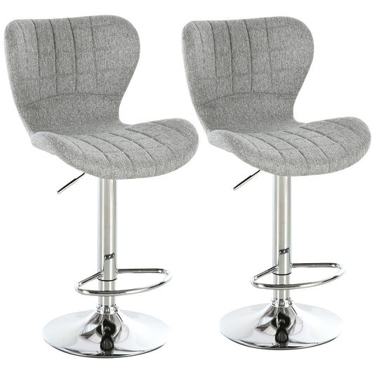 Set of 2 Adjustable Swivel Counter Stools - Grey