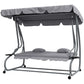 Outdoor 3-Seater Patio Swing Chair, Outdoor Swing Seat, with Adjustable Canopy and Two Pillows for Garden, Light Grey