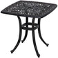 21" Square Outdoor End Table, Cast Aluminum Patio Side Table with Umbrella Hole for Garden, Balcony, Poolside, Black
