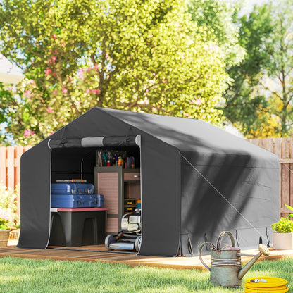 10' x 10' Galvanized Bike Storage Shed with Roll-Up Door