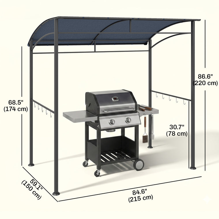 7' x 5' Grey BBQ Grill Gazebo with Hooks